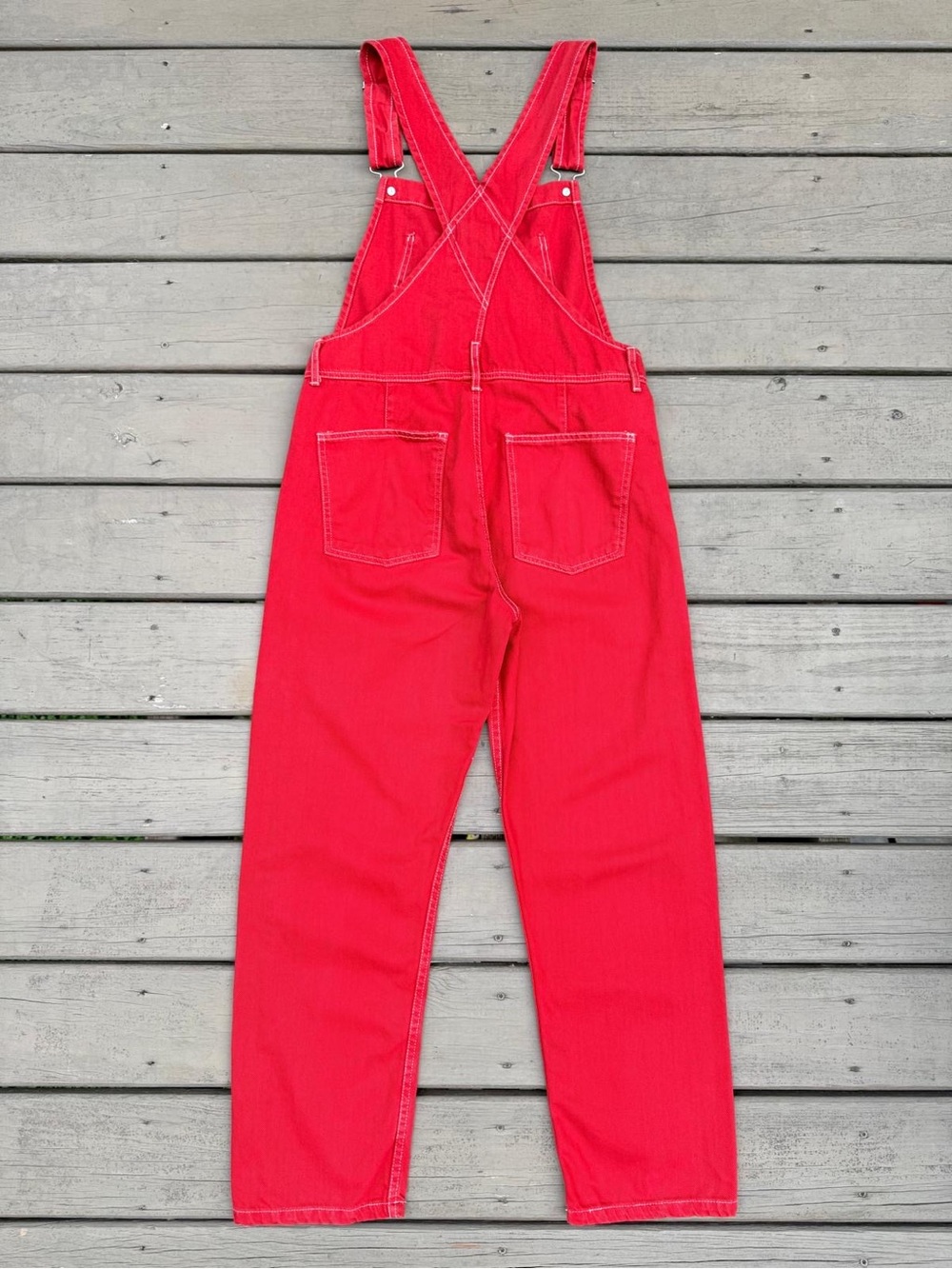 Free People We The Free Ziggy Red Denim Overalls in Heart Eyes Red - Picture 6 of 16